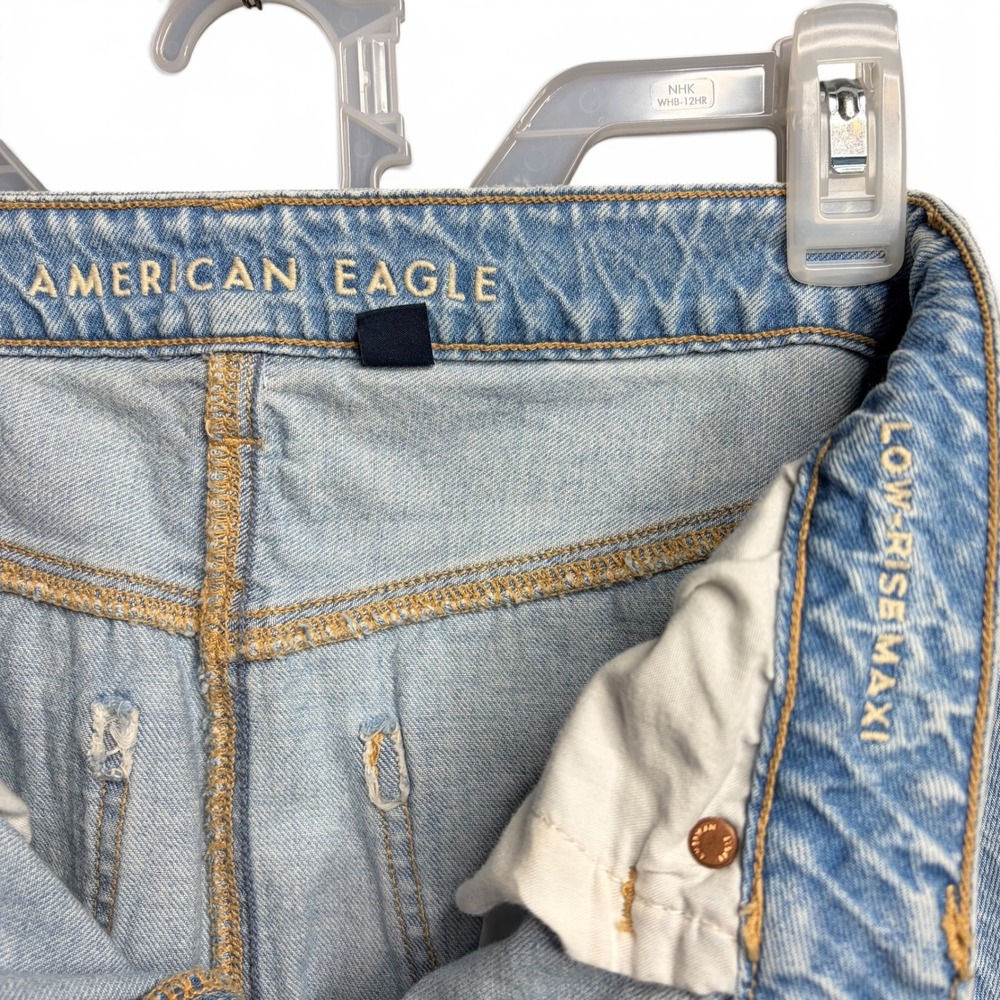 American Eagle Womens Low Rise Maxi Denim Skirt Light Wash Front Slit Size 2 - Picture 4 of 10